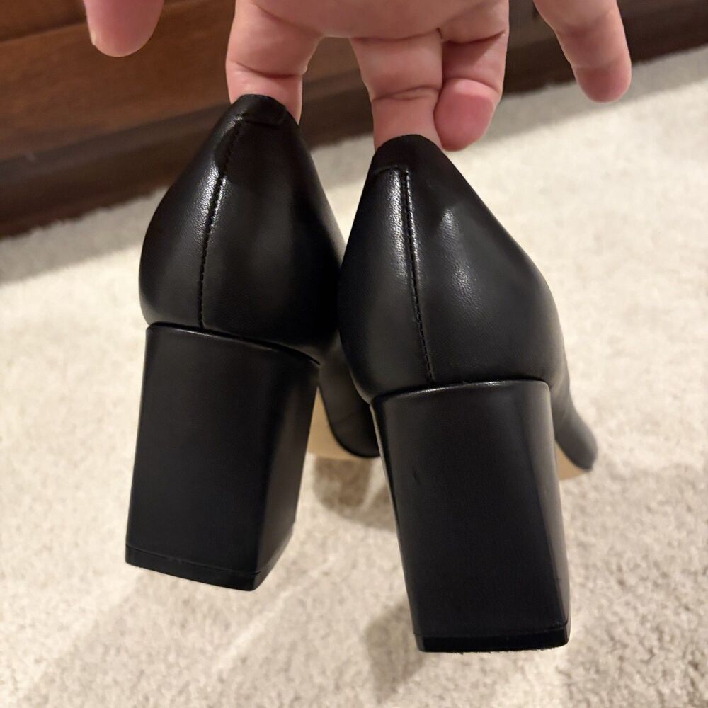 NWOB Marc Fisher LTD Varla Block Heels Pumps Women Shoes Black Leather Women 7B - Picture 6 of 13